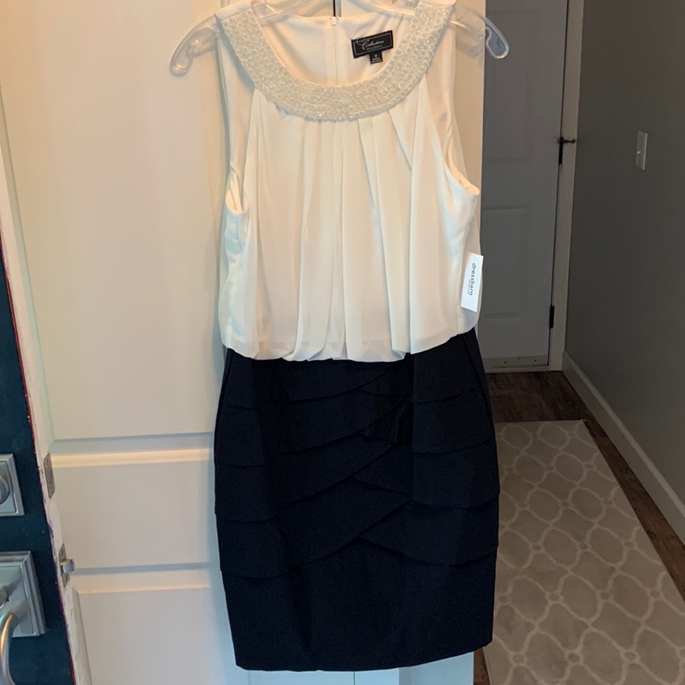 Dressbarn two colored beaded neckline sleeveless dress